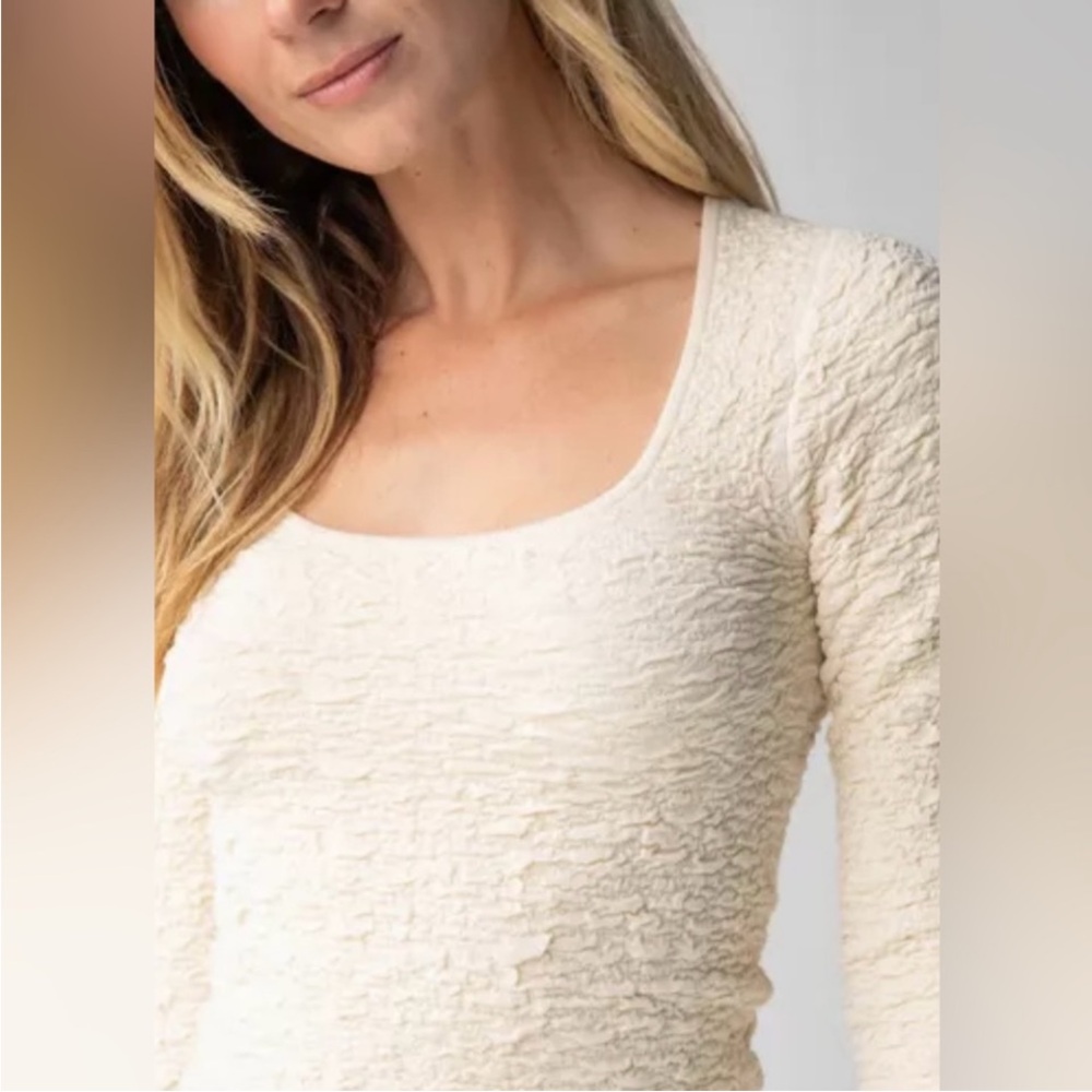 Natural Life Danielle square neck Cream Textured Women's Top XL